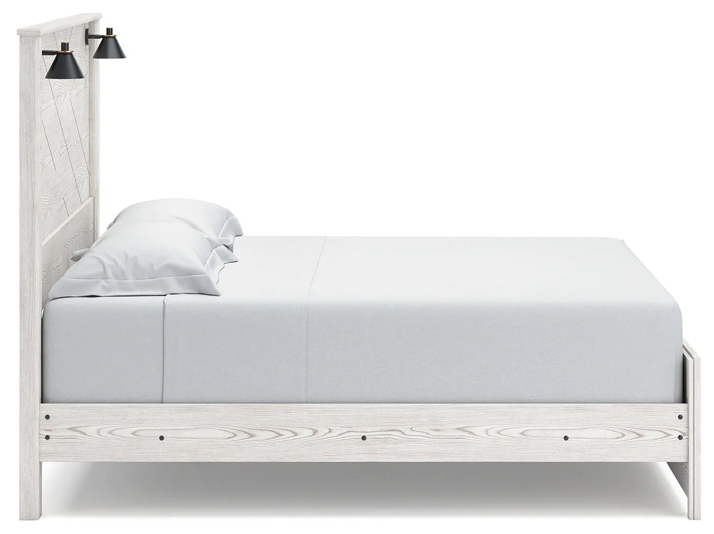 Gerridan King Panel Bed with Dresser and 2 Nightstands in White/Gray