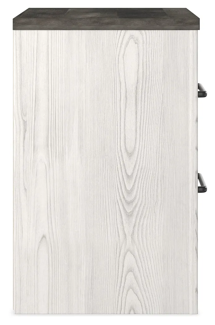 Gerridan King Panel Bed with Dresser and 2 Nightstands in White/Gray