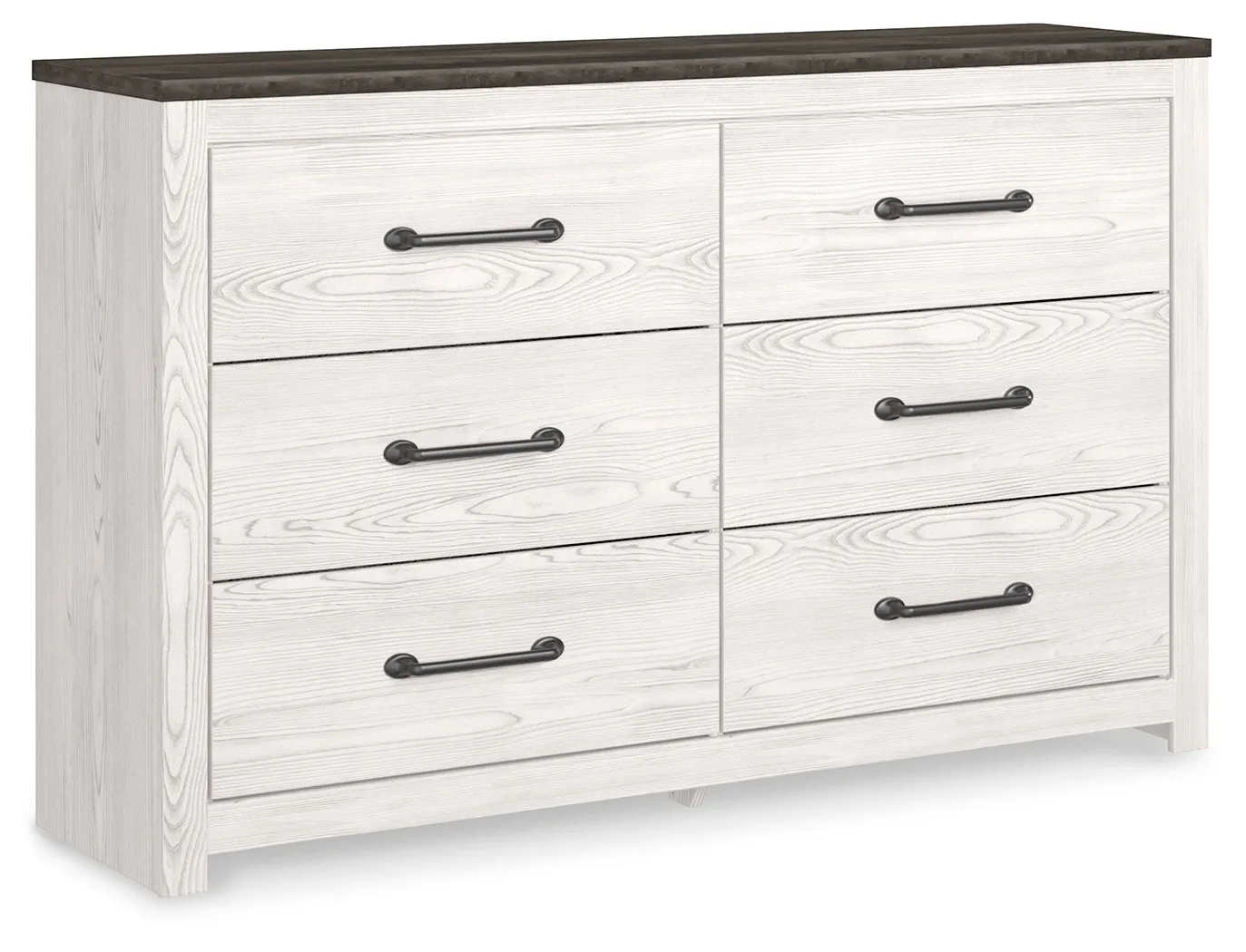 Gerridan King Panel Bed with Dresser and 2 Nightstands in White/Gray
