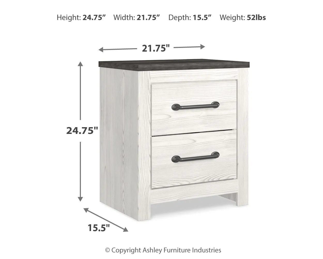 Gerridan King Panel Bed with Dresser and 2 Nightstands in White/Gray