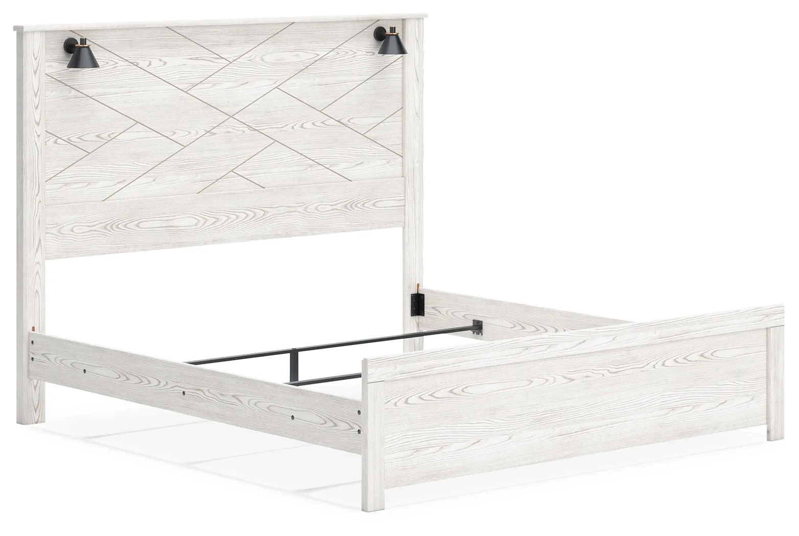 Gerridan King Panel Bed with Dresser and 2 Nightstands in White/Gray