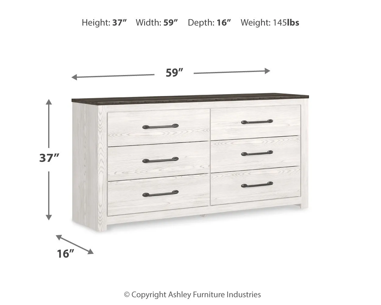 Gerridan King Panel Bed with Dresser and 2 Nightstands in White/Gray