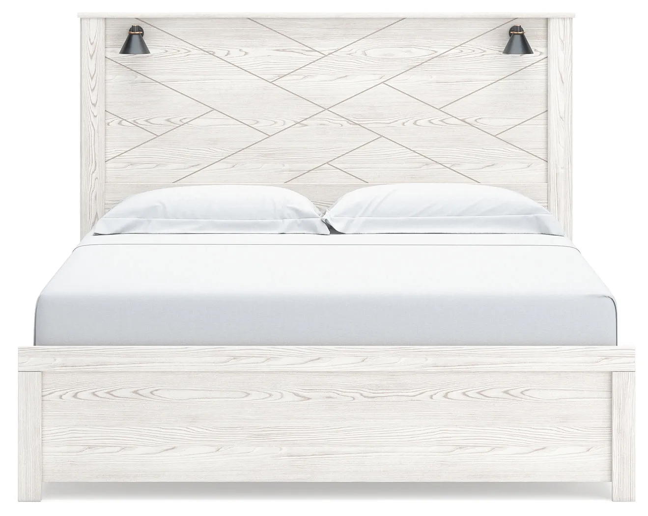Gerridan King Panel Bed with Dresser and 2 Nightstands in White/Gray