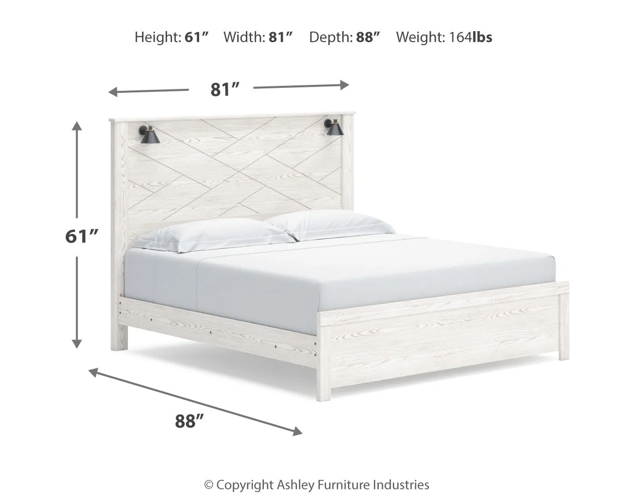 Gerridan King Panel Bed with Dresser and 2 Nightstands in White/Gray