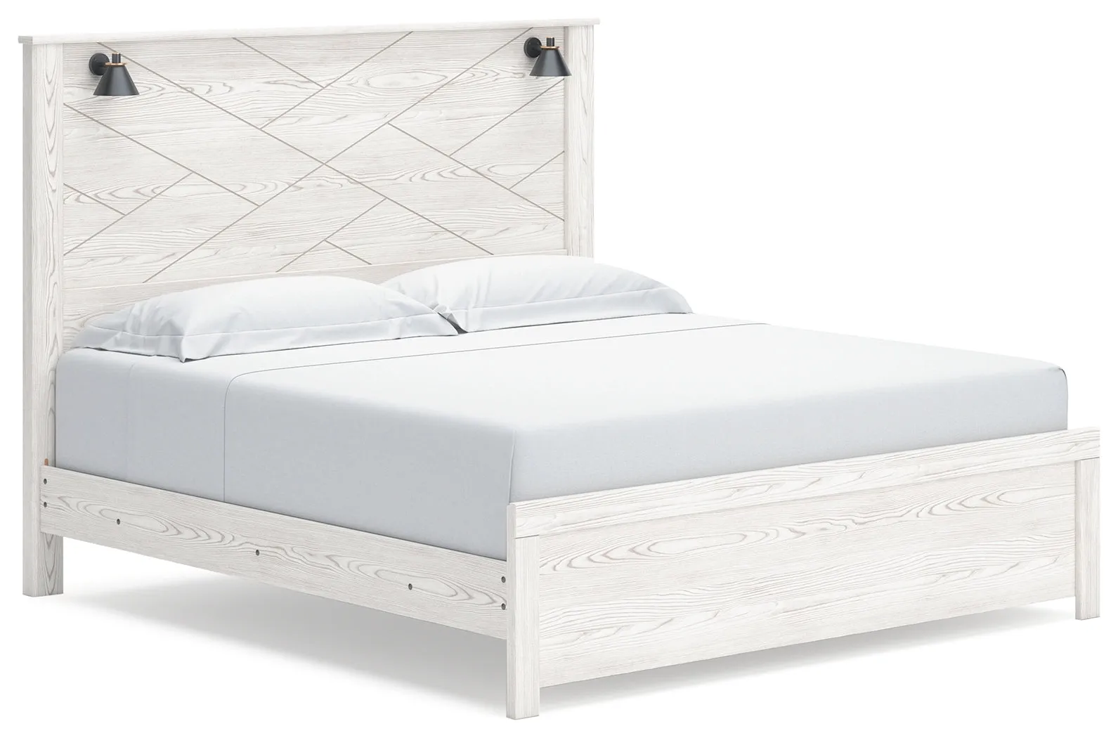 Gerridan King Panel Bed with Dresser and 2 Nightstands in White/Gray
