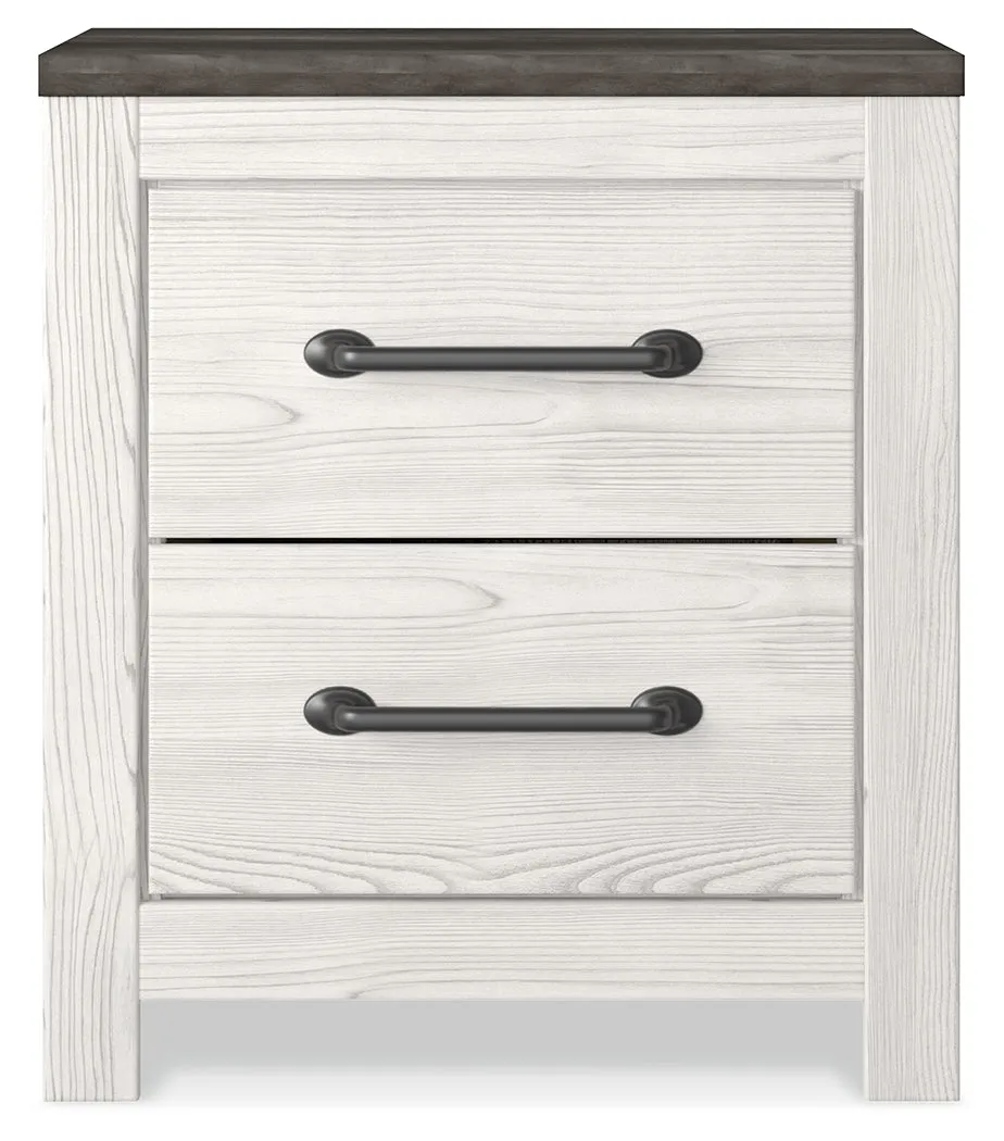 Gerridan King Panel Bed with Dresser and 2 Nightstands in White/Gray