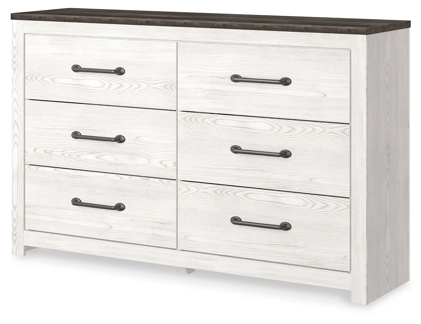 Gerridan King Panel Bed with Dresser and 2 Nightstands in White/Gray