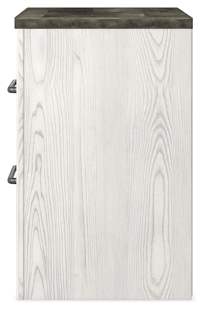 Gerridan King Panel Bed with Dresser and 2 Nightstands in White/Gray