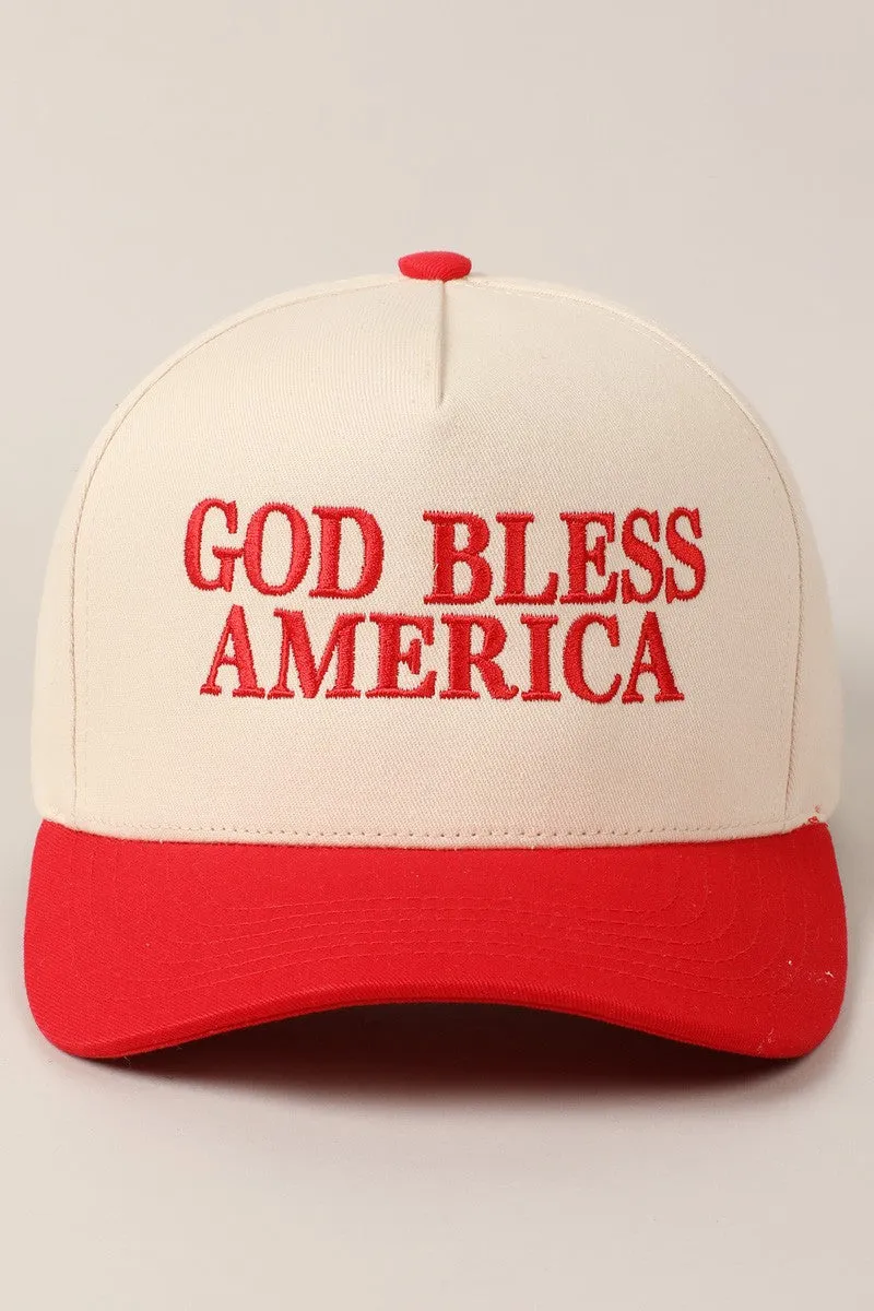 God Bless America Embroidered Two Tone Cap