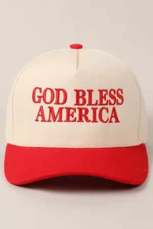 God Bless America Embroidered Two Tone Cap