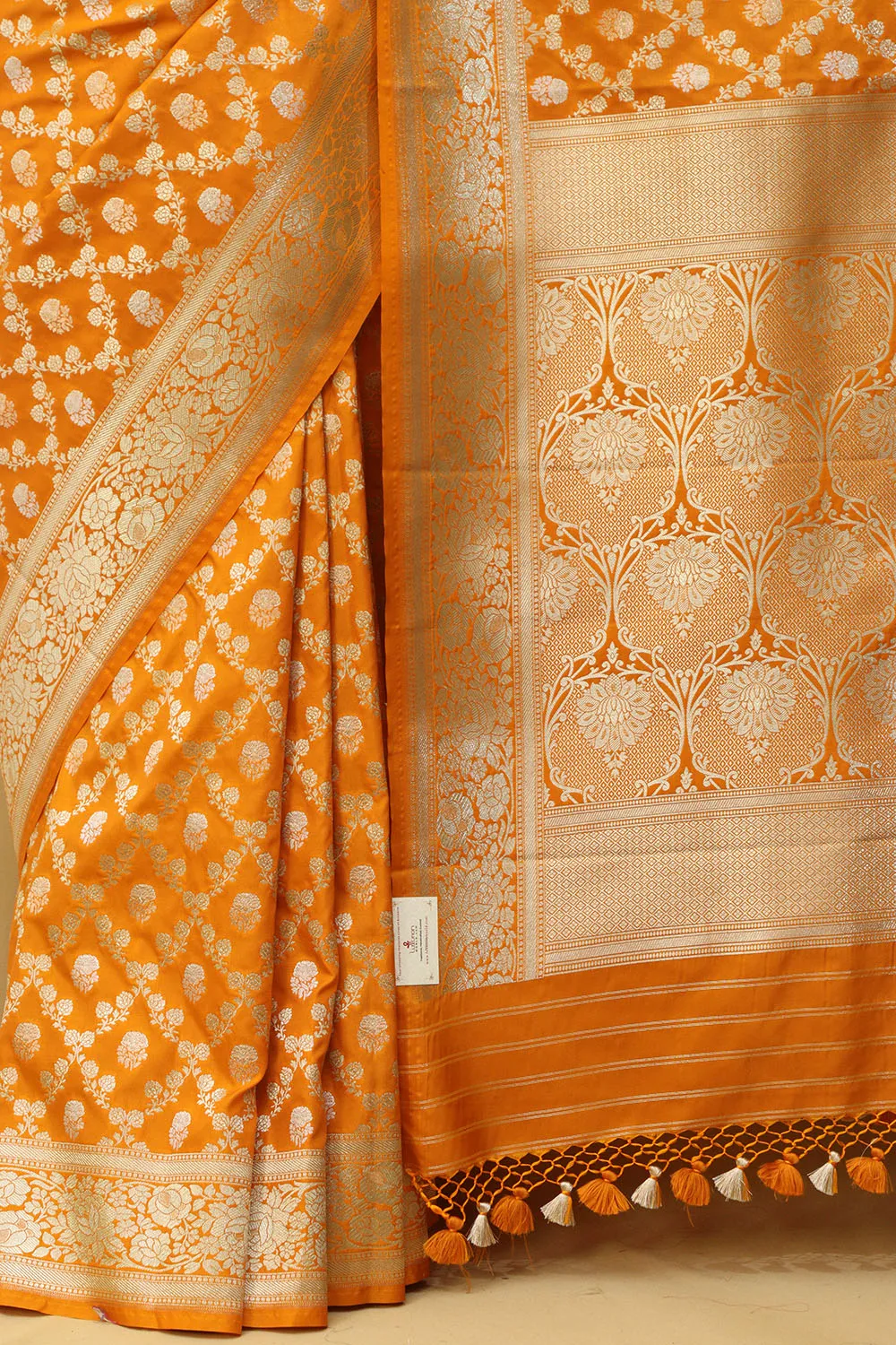 Golden Glow: Elegant Yellow Banarasi Silk Saree