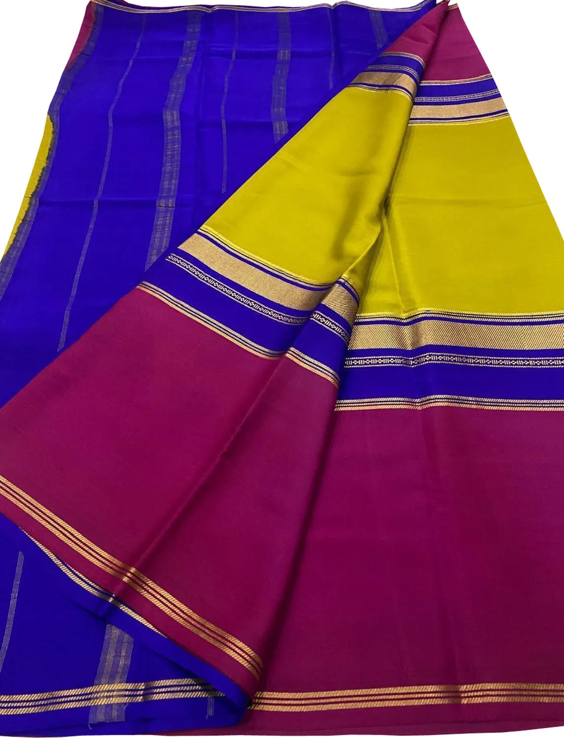 Green Handloom Mysore Pure Crepe Silk Saree - Elegant and Ethereal
