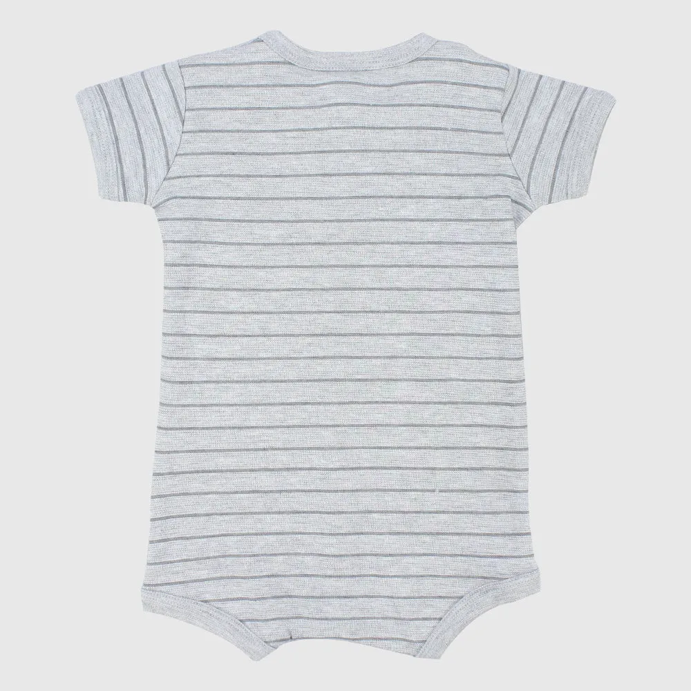 Grey Striped Short-Sleeved Romper