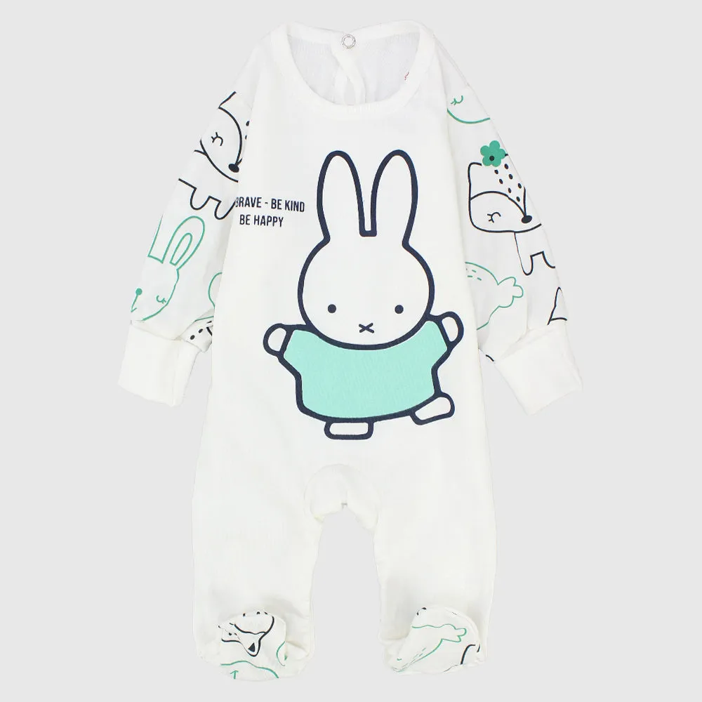 Happy Bunny Long-Sleeved Baby Footie