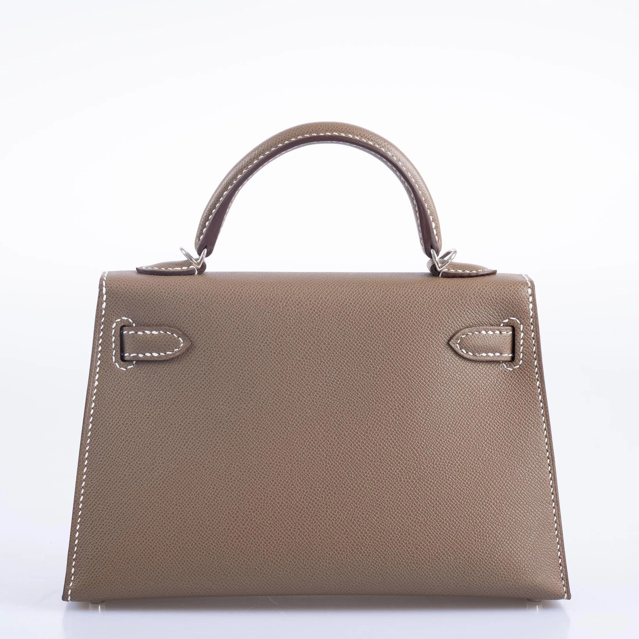 Hermès Mini Kelly 20 Etoupe Madame leather Palladium Hardware