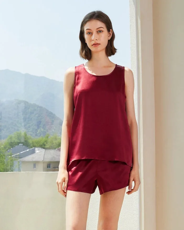 His & Hers Casual Silk Pajamas Claret
