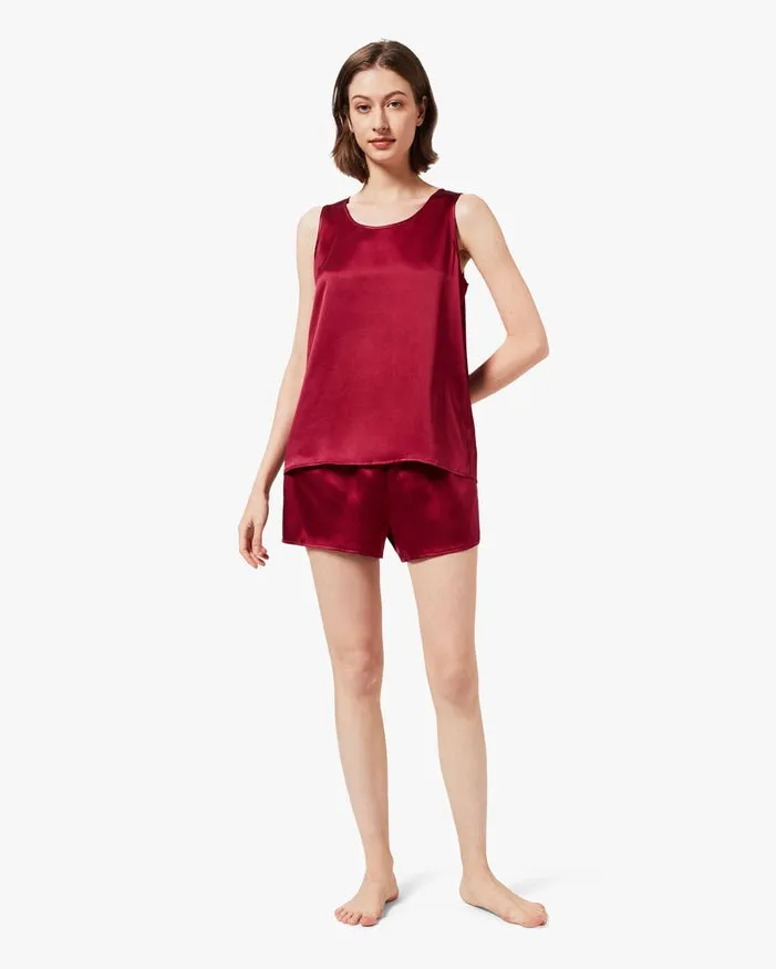 His & Hers Casual Silk Pajamas Claret