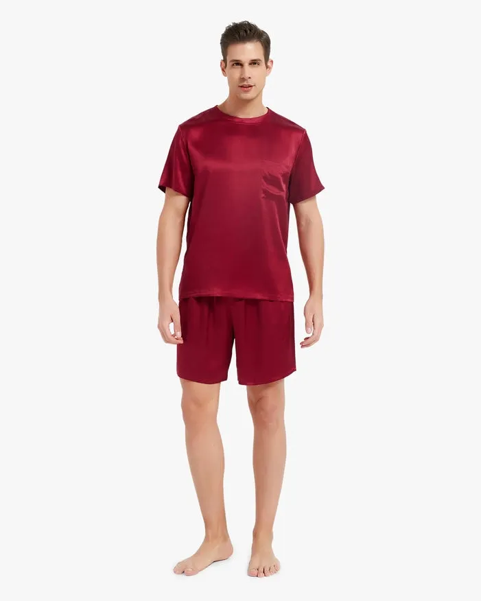 His & Hers Casual Silk Pajamas Claret