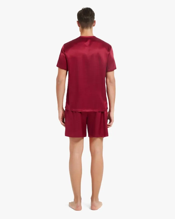 His & Hers Casual Silk Pajamas Claret