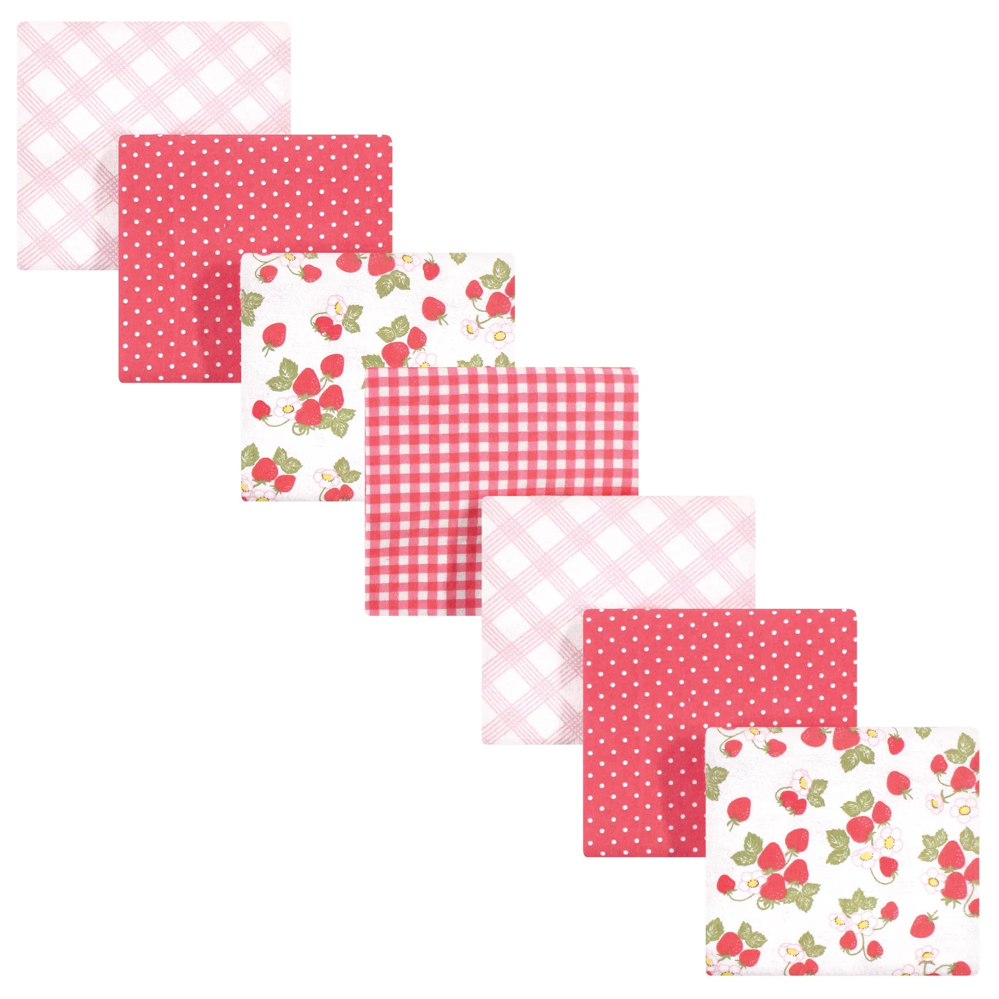 Hudson Baby Cotton Flannel Receiving Blankets Bundle, Strawberries