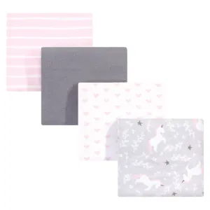 Hudson Baby Cotton Flannel Receiving Blankets, Whimsical Unicorn
