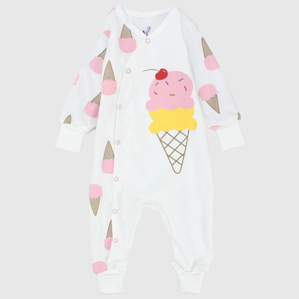 Ice Cream Cone Long-Sleeved Footless Onesie