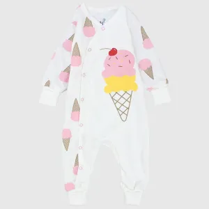 Ice Cream Cone Long-Sleeved Footless Onesie