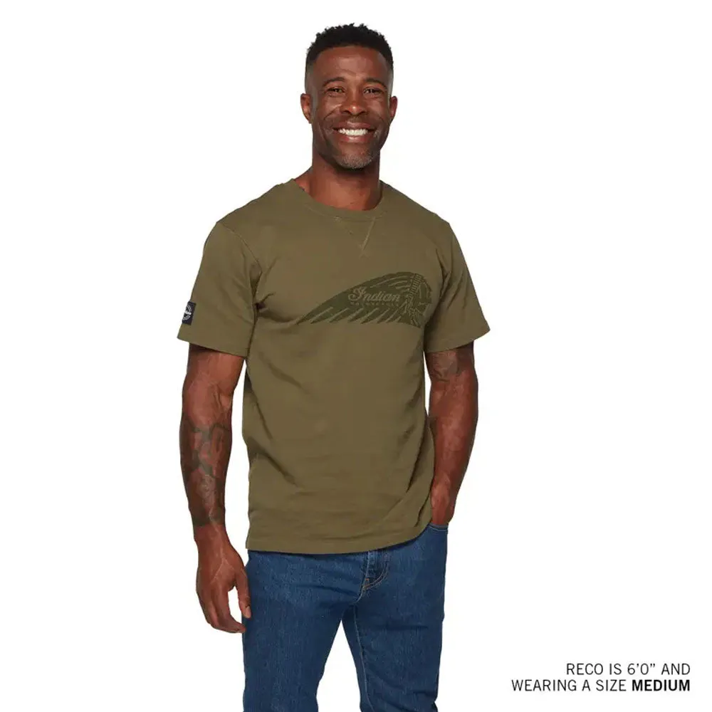 Indian Motorcycle  Polaris Tonal Headdress T-Shirt Tee Soft Lightweight Comfortable Green