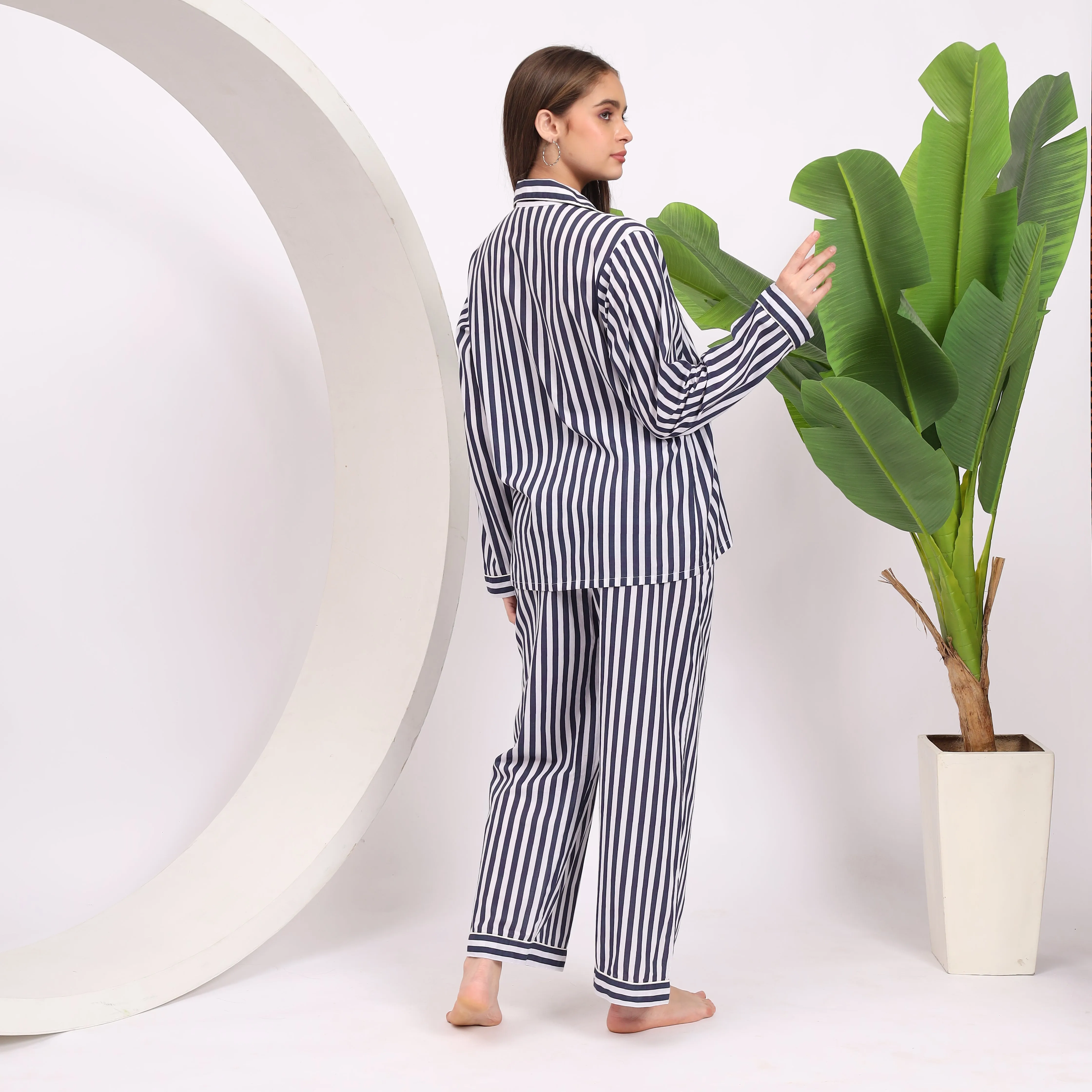 Indigo Stripes Long PJ Set Stylish Pajamas for Women