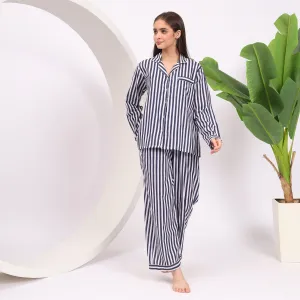 Indigo Stripes Long PJ Set Stylish Pajamas for Women