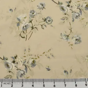 Ivory Grey Large Floral Cotton Print