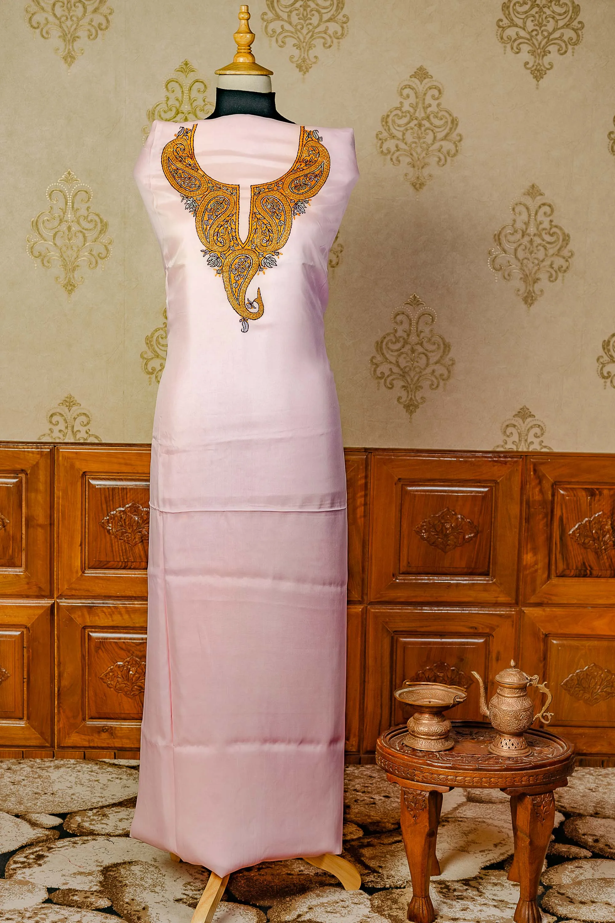 Kashmiri Elegance: Pink Sozni and Tilla Suit