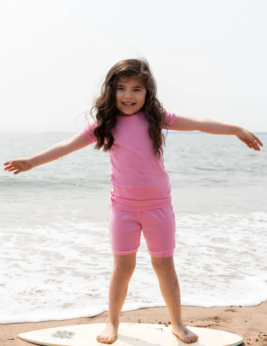 Kid's Short Sleeve Classic Solid Color Pajamas