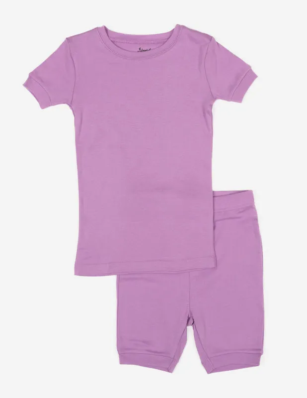 Kid's Short Sleeve Classic Solid Color Pajamas