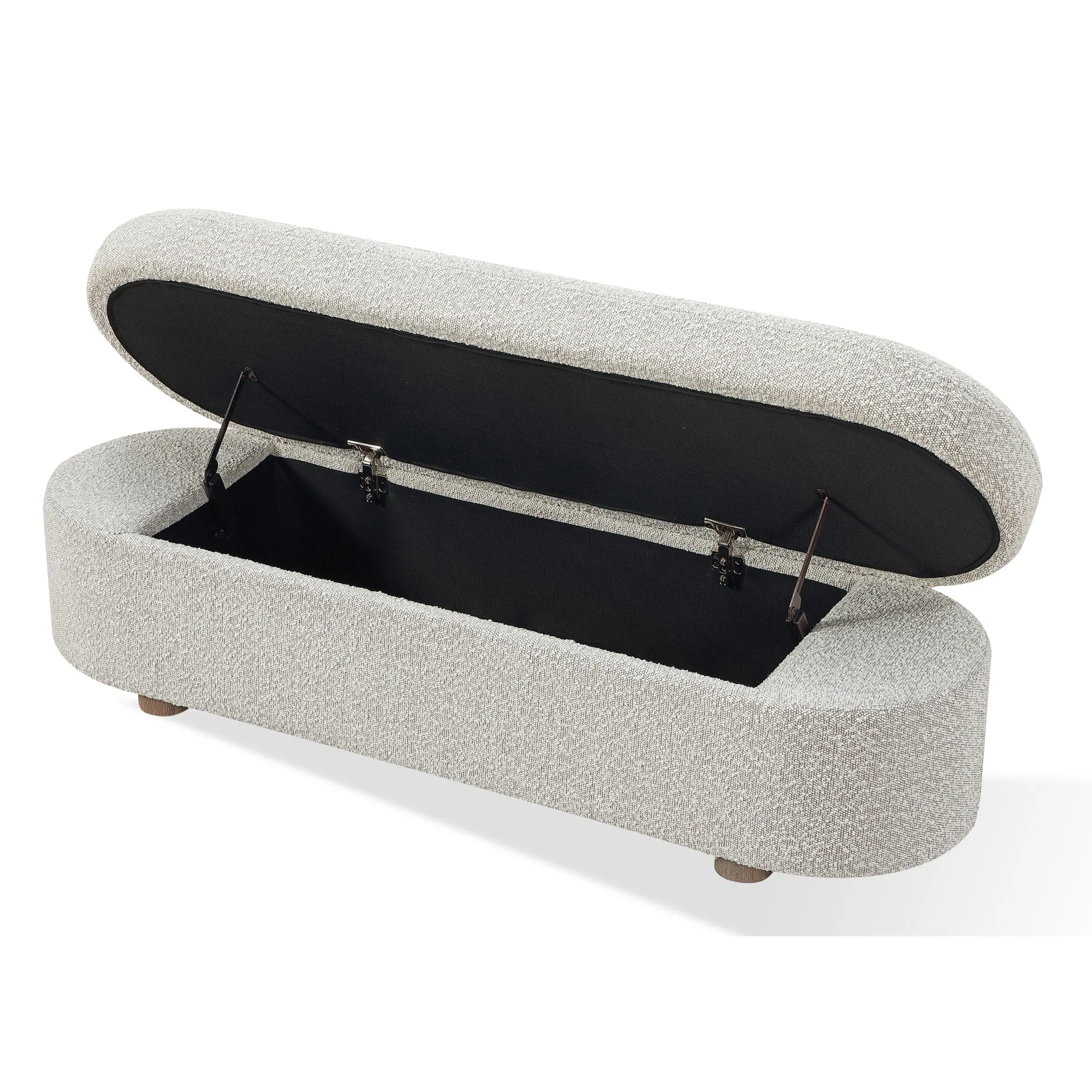 Kiki Upholstered Hinged Storage Bench in Cotton Ball Boucle