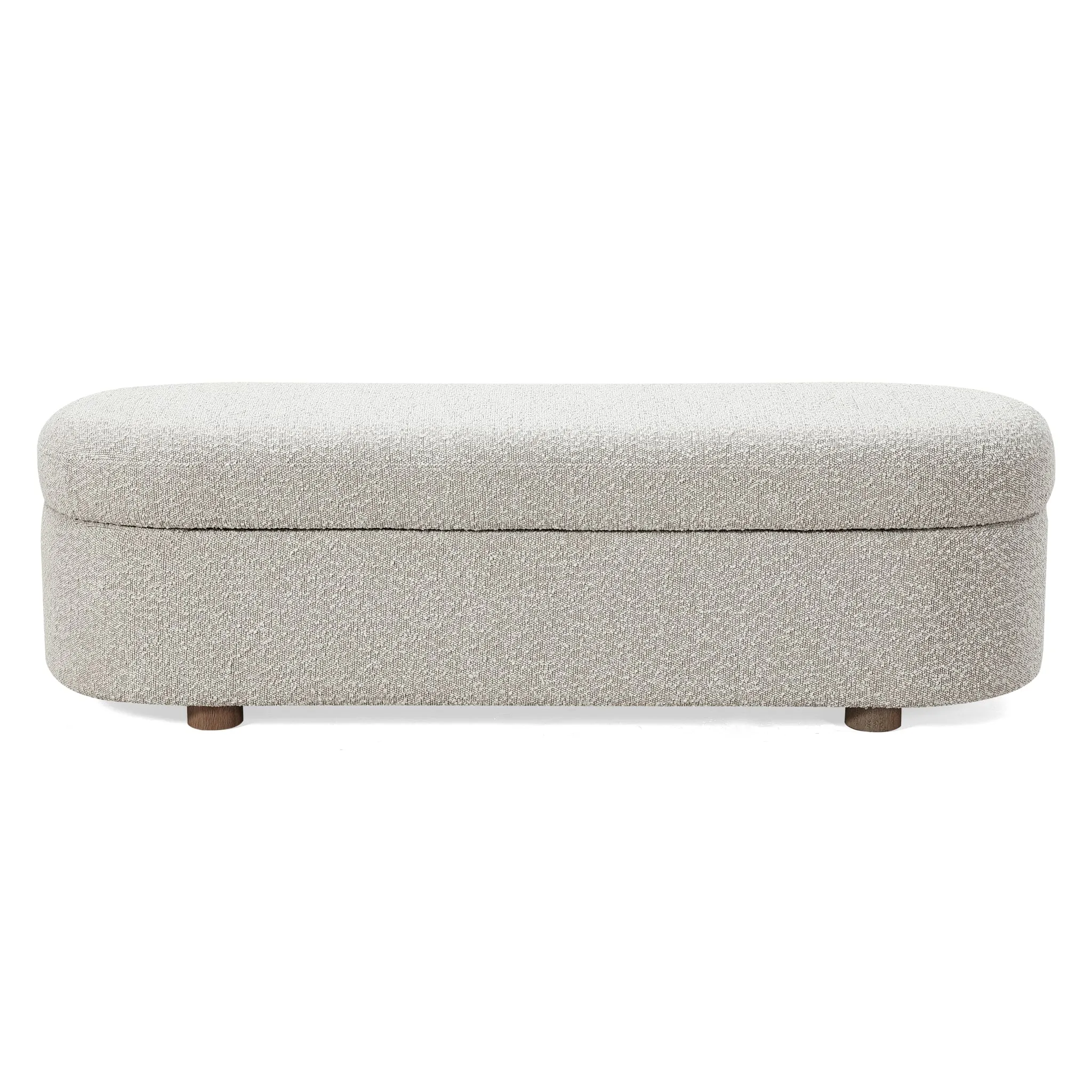 Kiki Upholstered Hinged Storage Bench in Cotton Ball Boucle