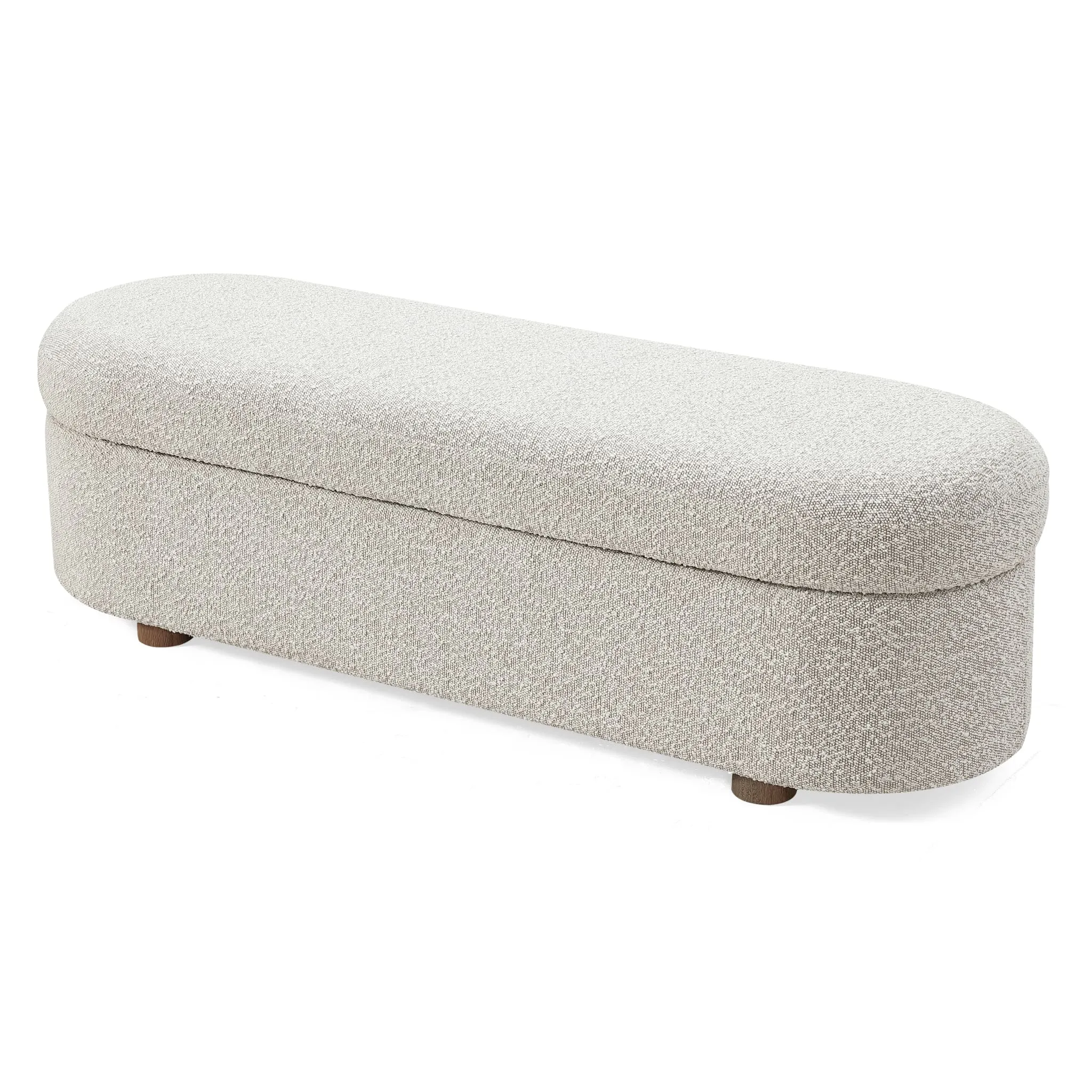 Kiki Upholstered Hinged Storage Bench in Cotton Ball Boucle