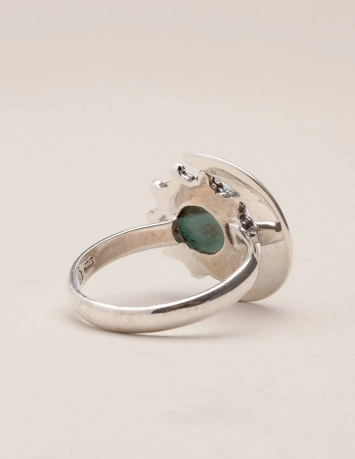 Larimar Silver Moon Ring - Size 10
