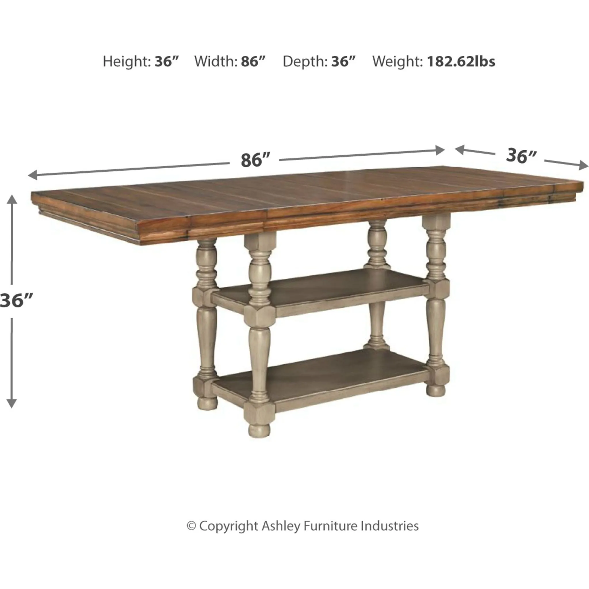 Lettner Counter Table - Gray/Brown - (D733-32)