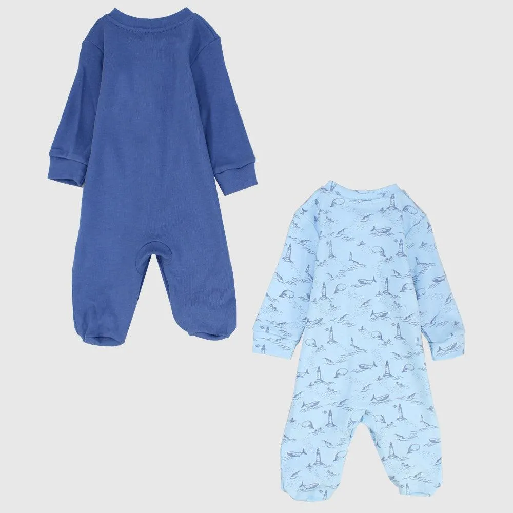 Lighthouse & Whale Long-Sleeved Baby Footie (Pack Of 2)