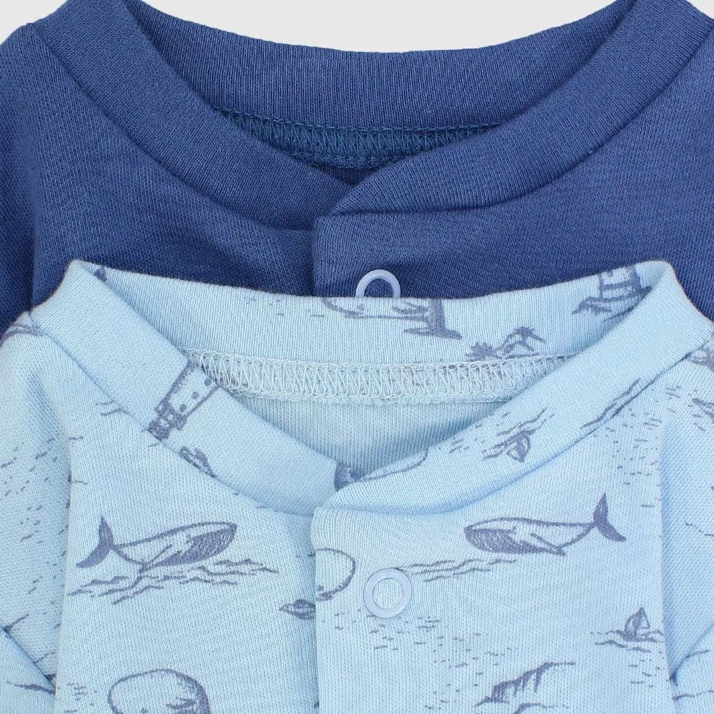 Lighthouse & Whale Long-Sleeved Baby Footie (Pack Of 2)