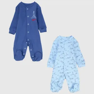Lighthouse & Whale Long-Sleeved Baby Footie (Pack Of 2)