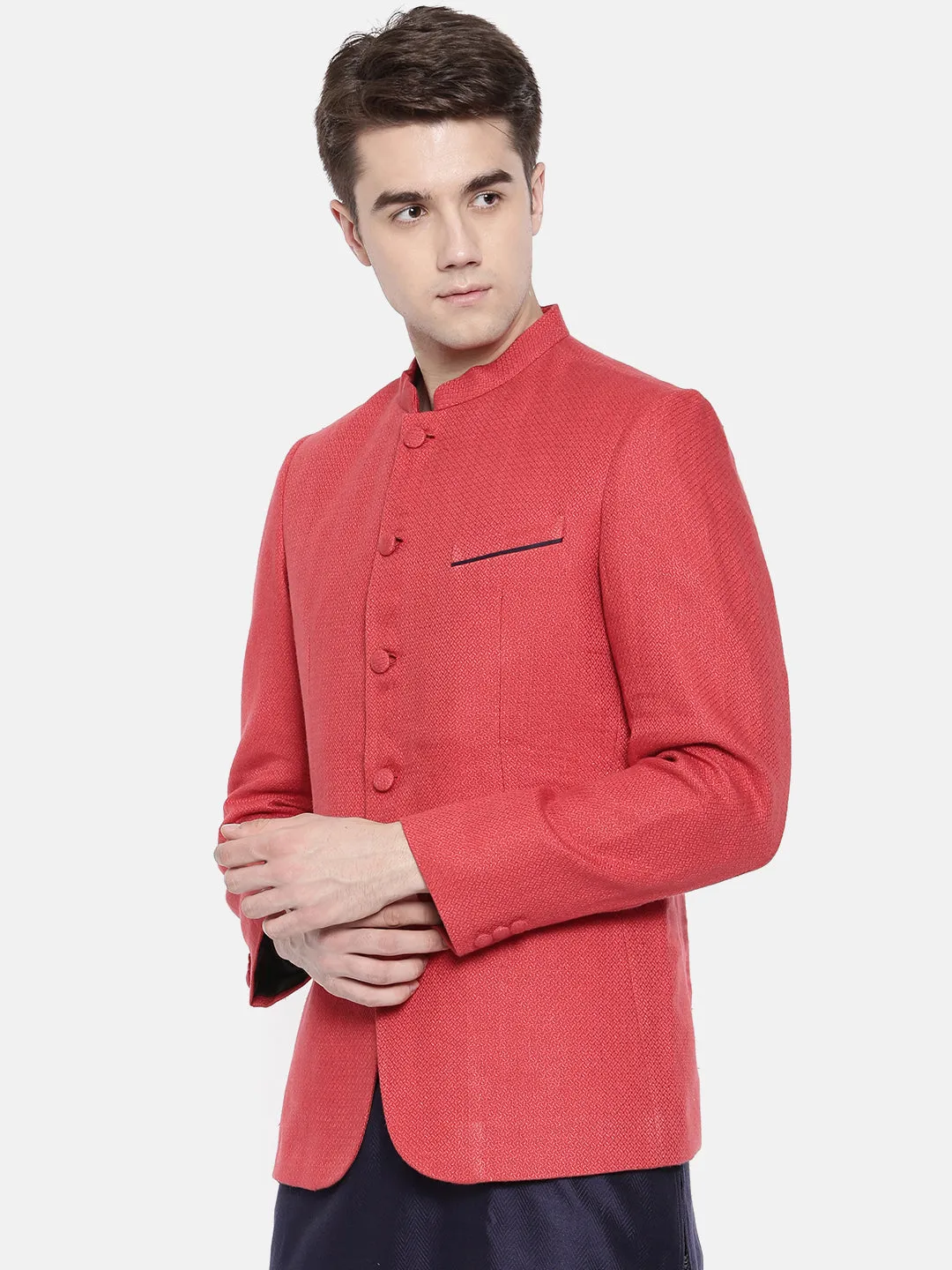 Linen Jaquard Classic Bandhgala - MMJ028