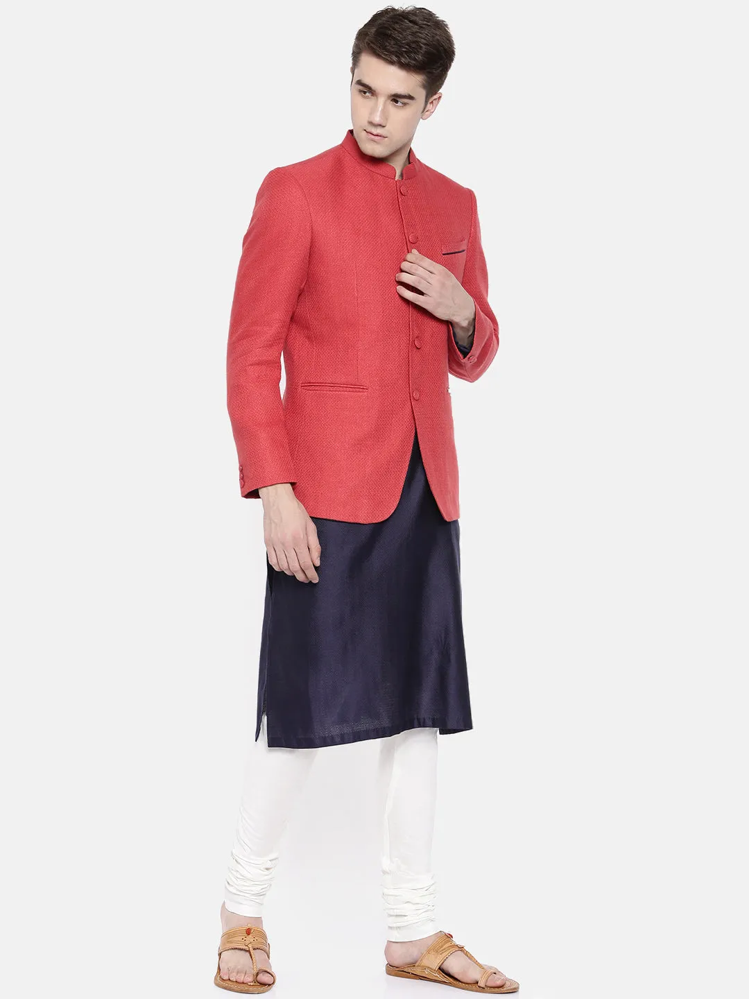 Linen Jaquard Classic Bandhgala - MMJ028