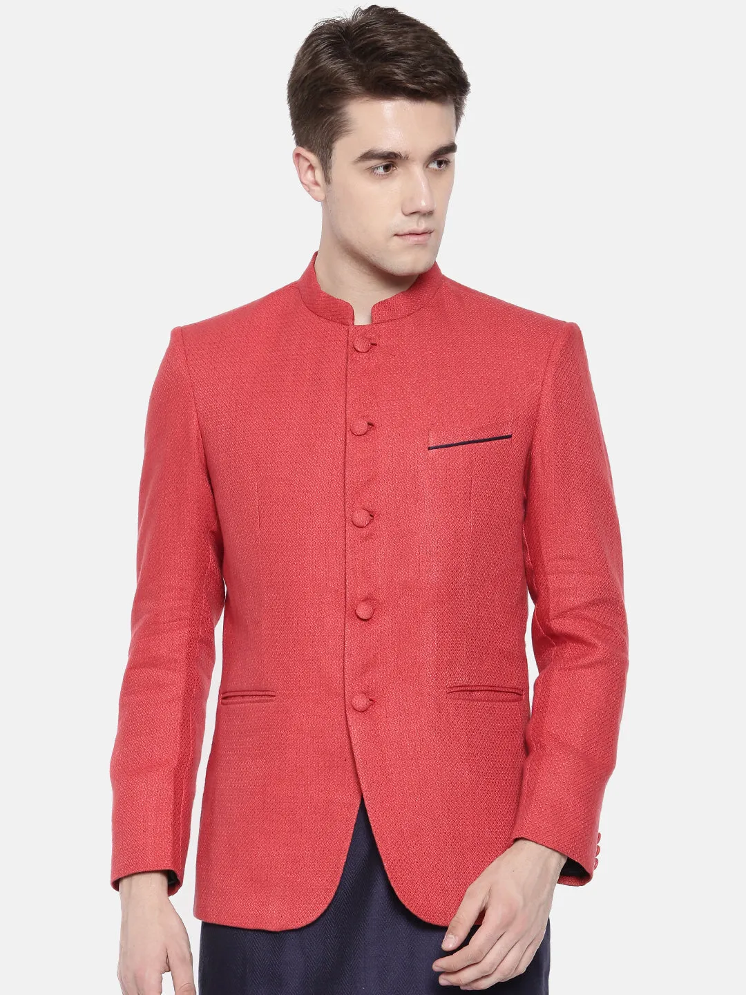 Linen Jaquard Classic Bandhgala - MMJ028