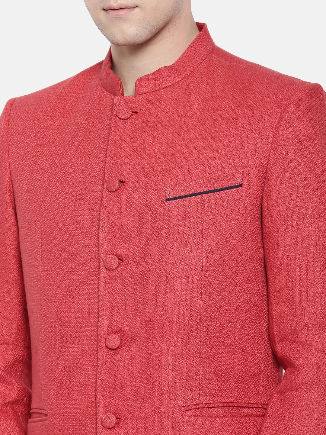 Linen Jaquard Classic Bandhgala - MMJ028