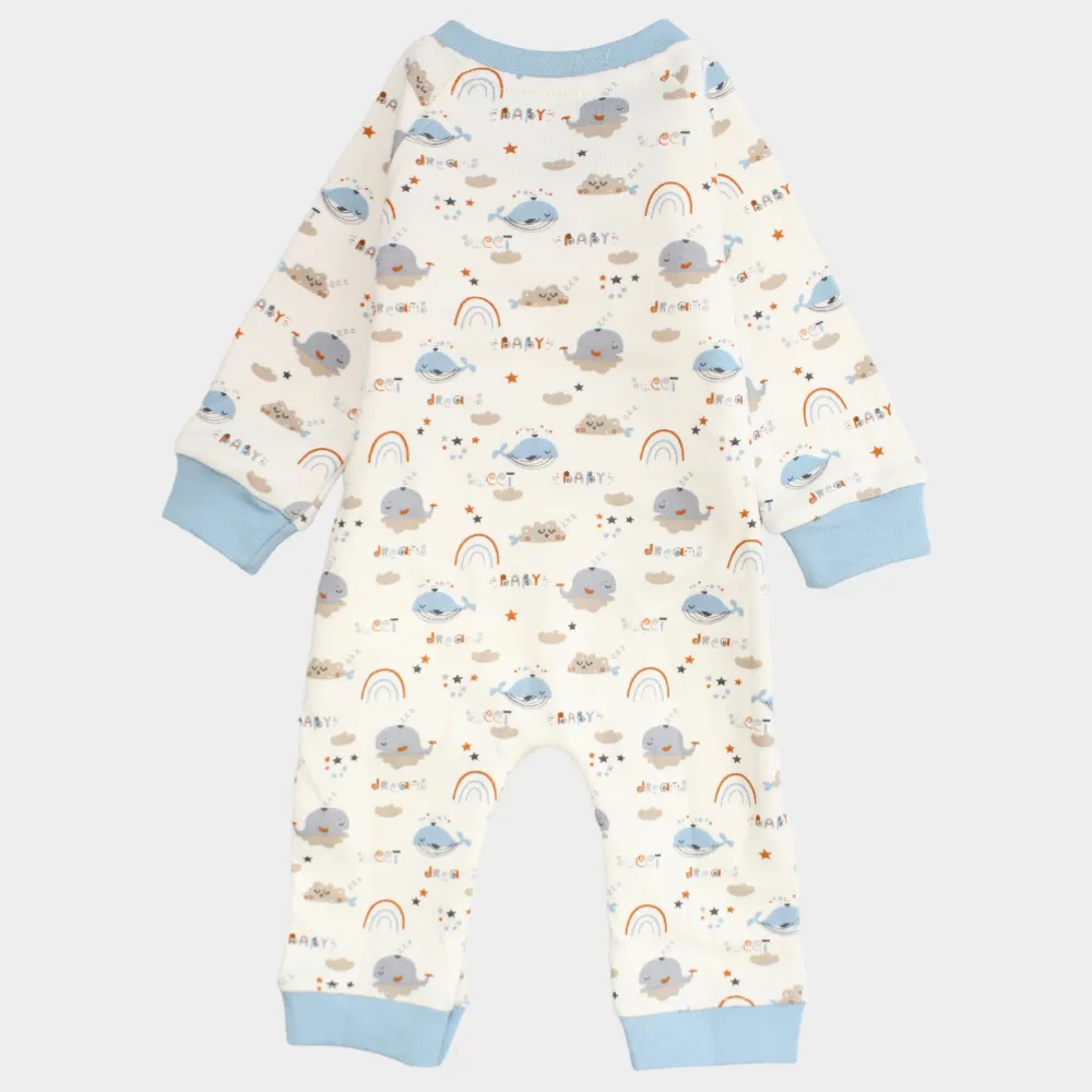 Little Whales Long-Sleeved Footless Onesie
