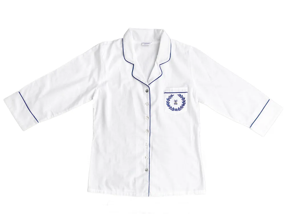 Lizzie White Cotton Pajamas, Embroidered