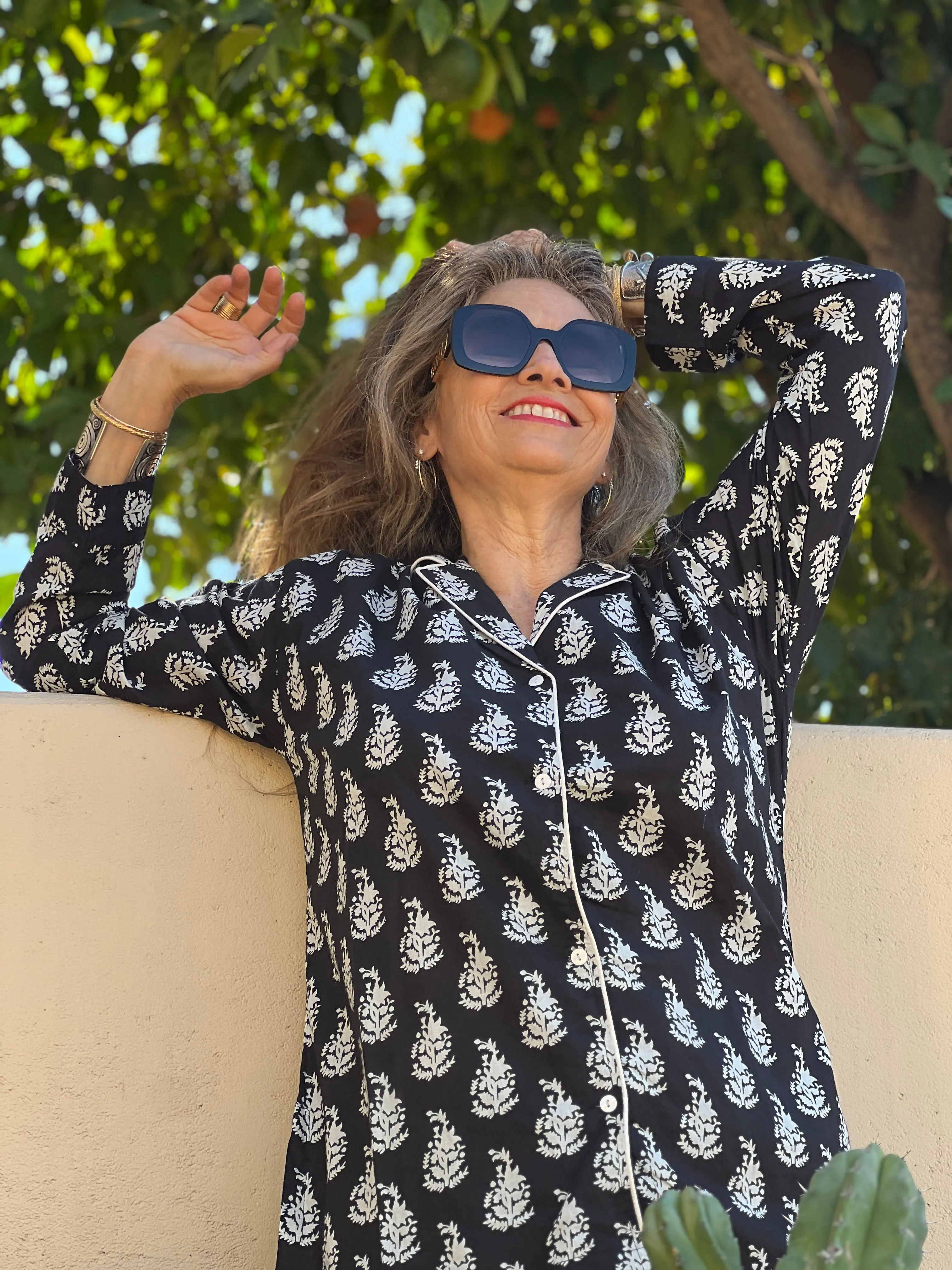 Luisa Obsidian Long Sleeve Cotton Pajamas Store Credit