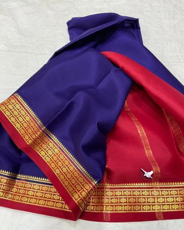 Luxurious Mysore Silk Saree Featuring Stunning Contrast Pallu and Blouse
